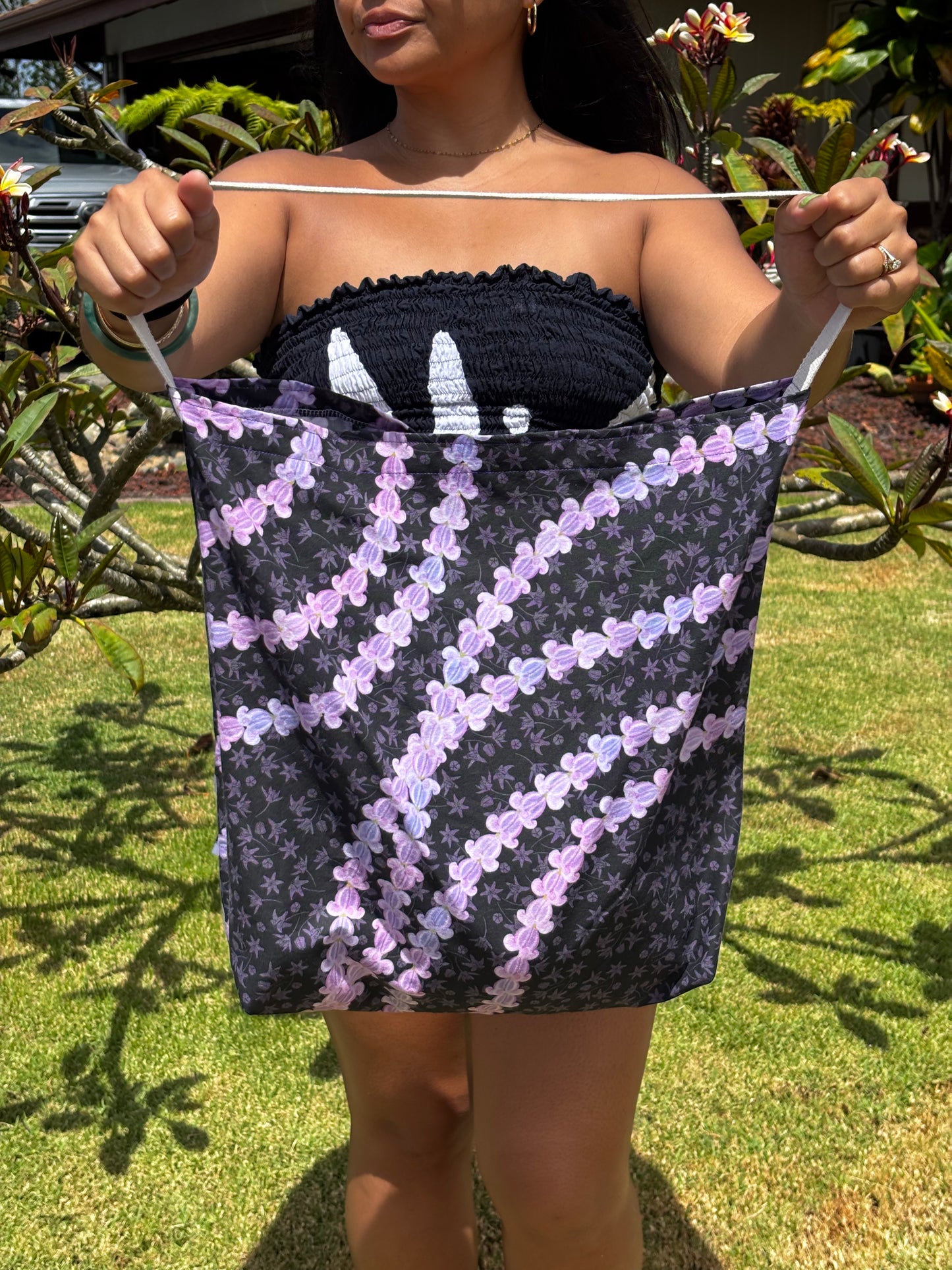 Lavender Crown Flower Fold and Tuck Reusable Bag