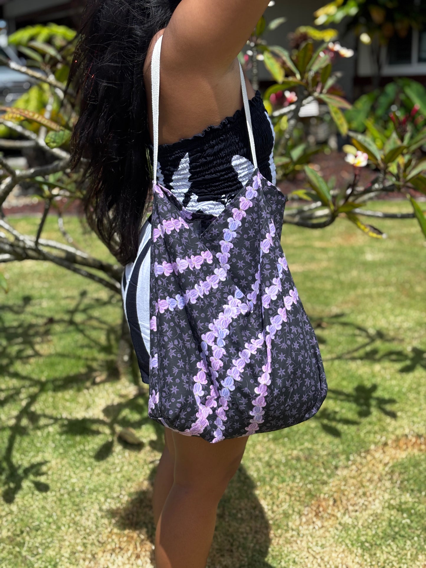 Lavender Crown Flower Fold and Tuck Reusable Bag