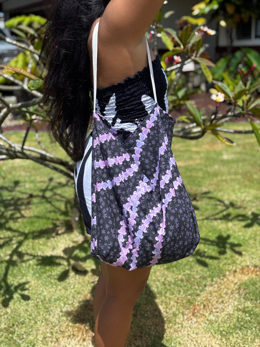 Lavender Crown Flower Fold and Tuck Reusable Bag