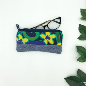 Floral Sapphire Eye glass zippered pouch