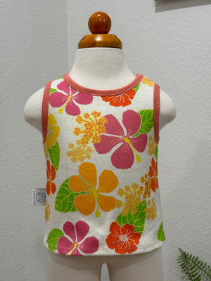 Tropical Flowers Tank Top on White