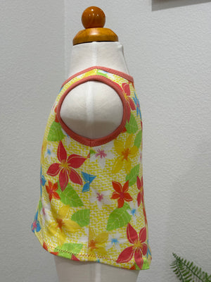 Tropical Flowers Tank Top on Yellow