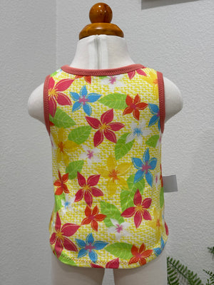 Tropical Flowers Tank Top on Yellow