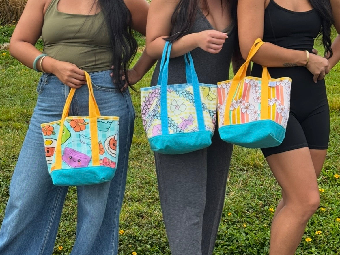 Pua with Yellow Palaka Mini Tote Bag