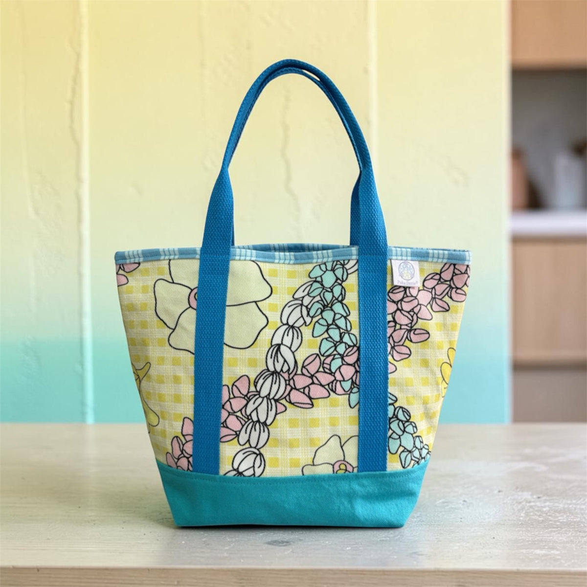 Pua with Yellow Palaka Mini Tote Bag