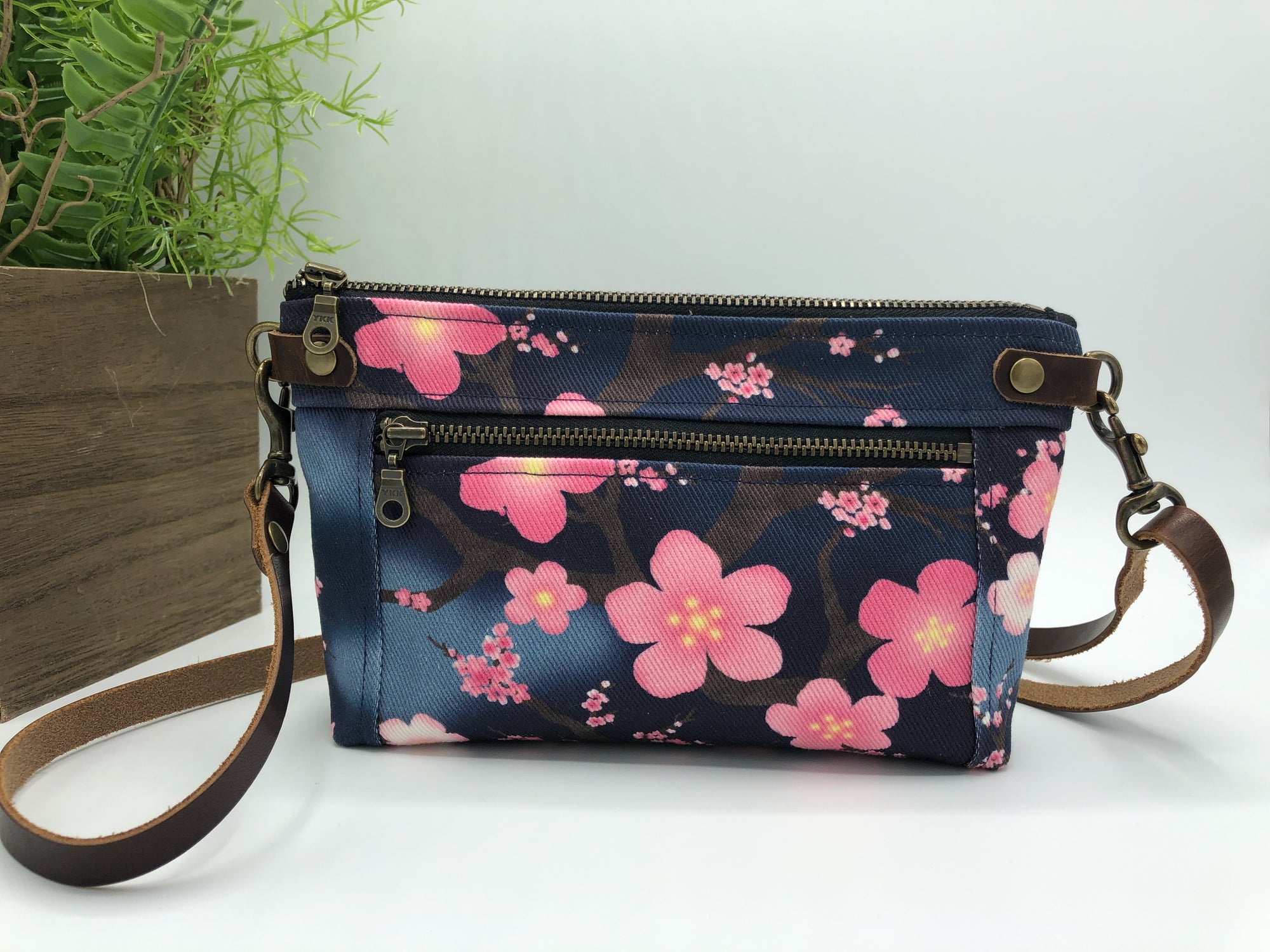 Sakura Mocha Crossbody Bag with card slots