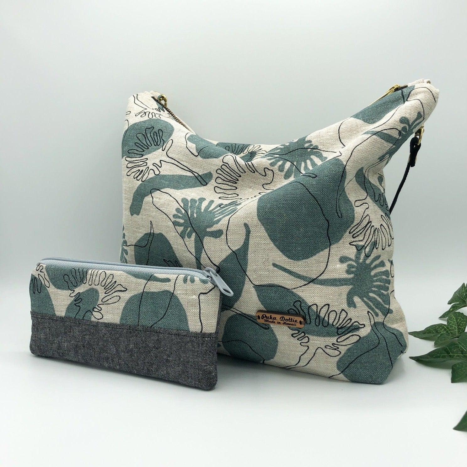 Teal Seed Pod Crossbody Bag and Eye Glass Pouch Special
